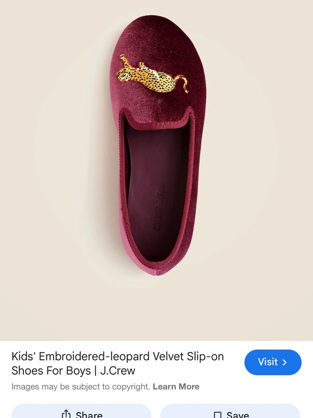 J. Crew Burgundy Velvet Leopard Appliqué Slip-On Flats NEVER WORN NWOT